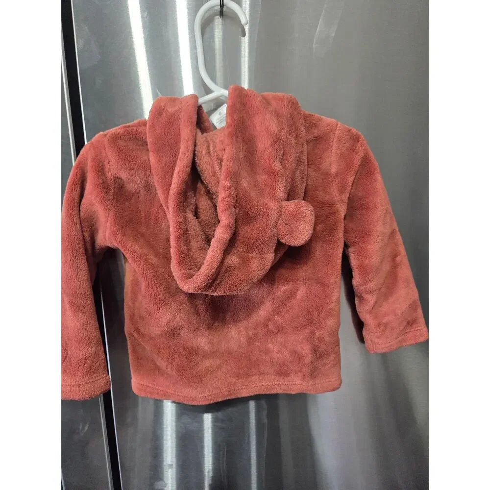 Burnt Orange Fuzzy Hooded Jacket w/ Ears - Carter's - 18mo